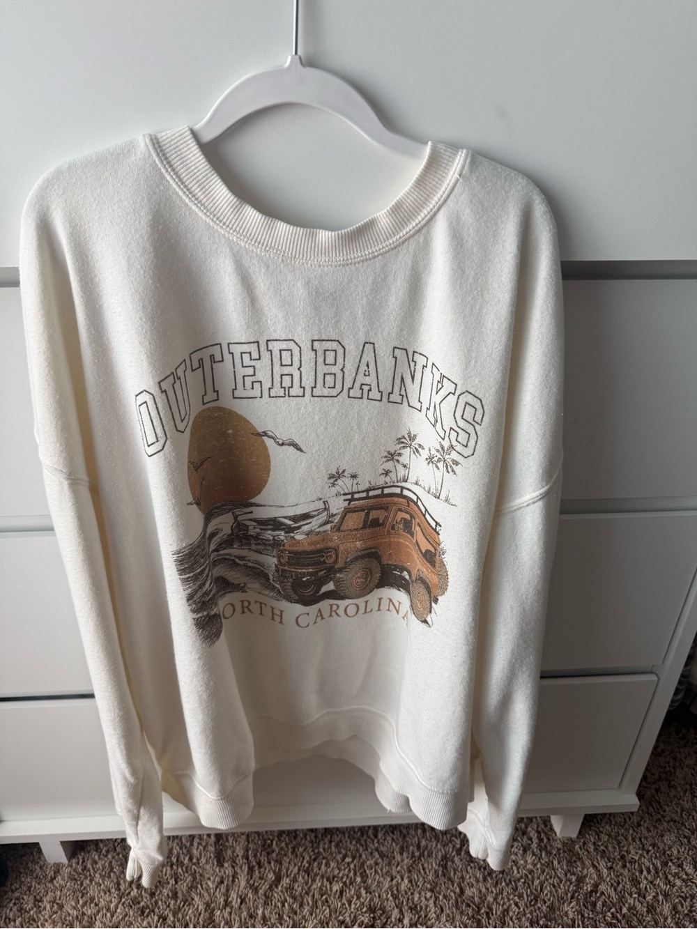 Outterbanks White Graphic Crewneck Sweatshirt